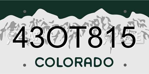 43OT815 Colorado License Plate