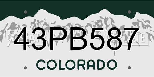 43PB587 Colorado License Plate