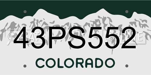 43PS552 Colorado License Plate