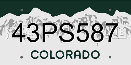 43PS587 Colorado License Plate