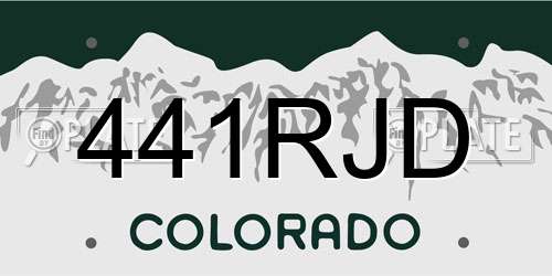 441RJD Colorado License Plate