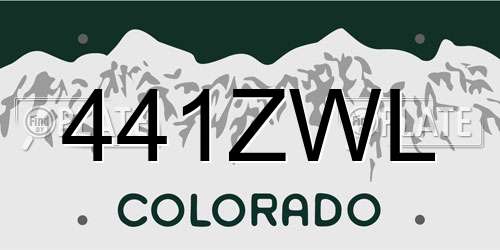 441ZWL Colorado License Plate