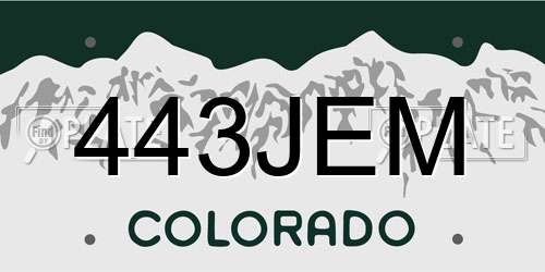 443JEM Colorado License Plate