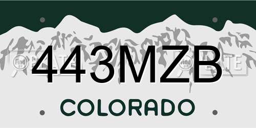 443MZB Colorado License Plate