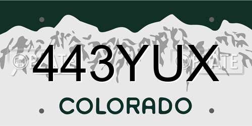 443YUX Colorado License Plate