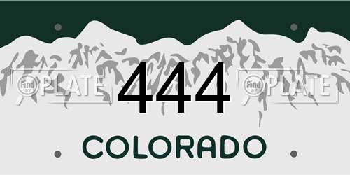 444 Colorado License Plate