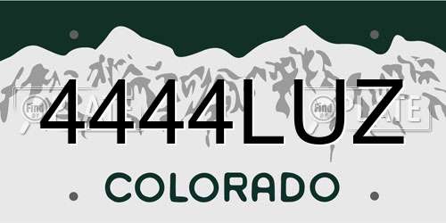 4444LUZ Colorado License Plate