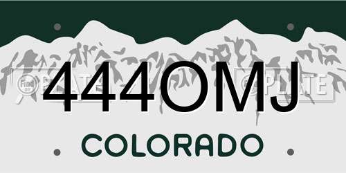 444OMJ Colorado License Plate