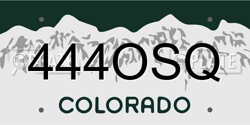 444OSQ Colorado License Plate