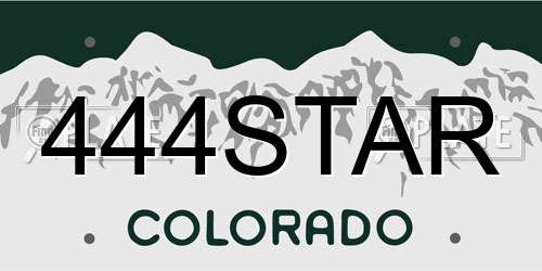 444STAR Colorado License Plate