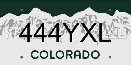 444YXL Colorado License Plate