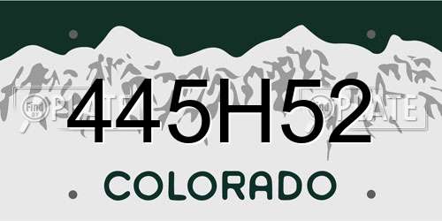 445H52 Colorado License Plate