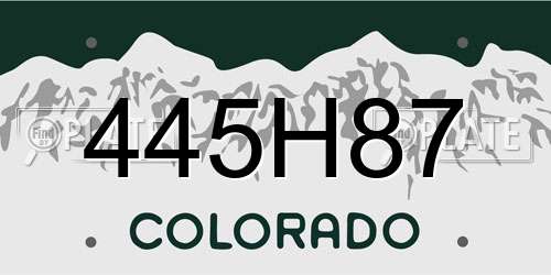 445H87 Colorado License Plate