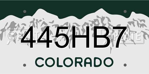 445HB7 Colorado License Plate