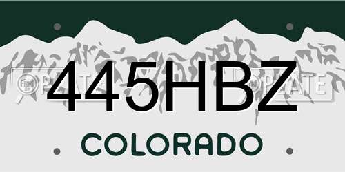 445HBZ Colorado License Plate