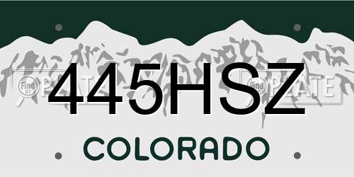 445HSZ Colorado License Plate