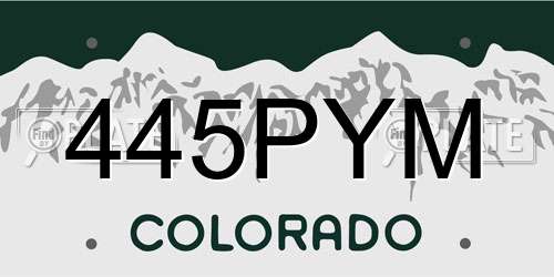 445PYM Colorado License Plate