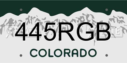 445RGB Colorado License Plate