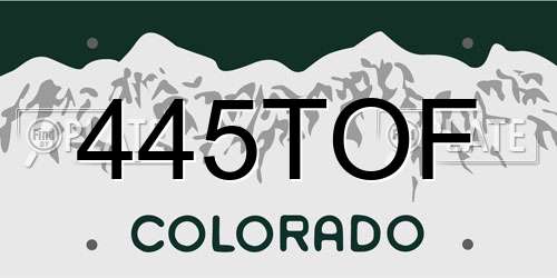 445TOF Colorado License Plate