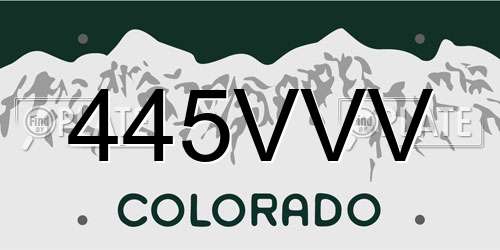 445VVV Colorado License Plate