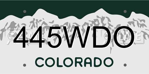 445WDO Colorado License Plate