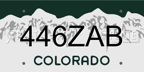 446ZAB Colorado License Plate