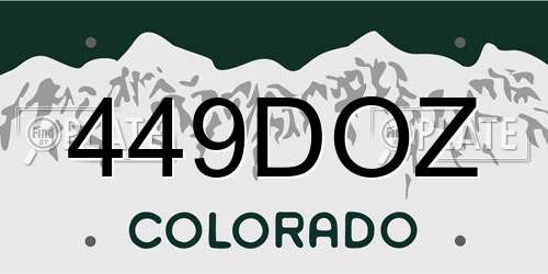 449DOZ Colorado License Plate
