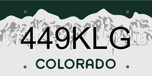 449KLG Colorado License Plate