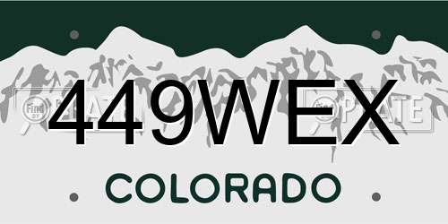 449WEX Colorado License Plate