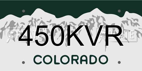 450KVR Colorado License Plate