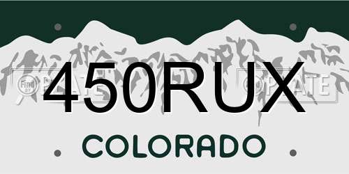 450RUX Colorado License Plate
