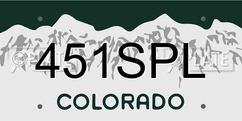451SPL Colorado License Plate