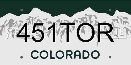 451TOR Colorado License Plate
