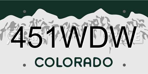 451WDW Colorado License Plate