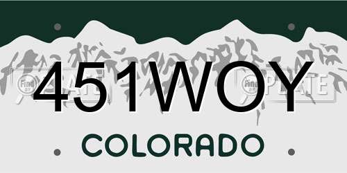 451WOY Colorado License Plate