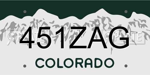 451ZAG Colorado License Plate