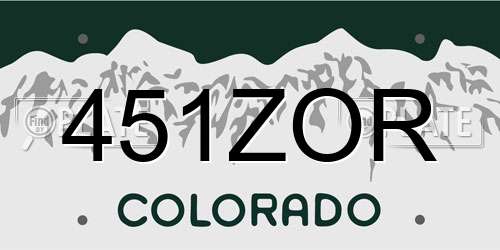 451ZOR Colorado License Plate