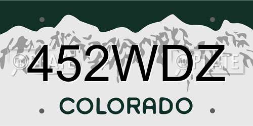 452WDZ Colorado License Plate