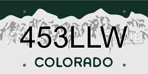 453LLW Colorado License Plate