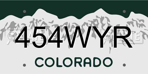 454WYR Colorado License Plate