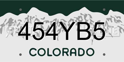 454YB5 Colorado License Plate