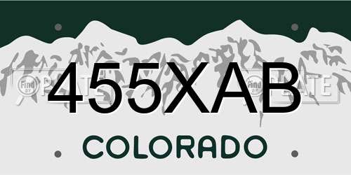 455XAB Colorado License Plate