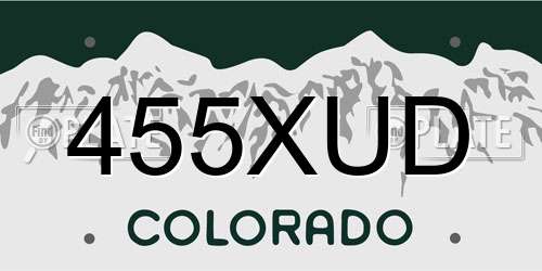 455XUD Colorado License Plate