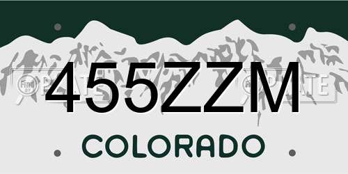 455ZZM Colorado License Plate