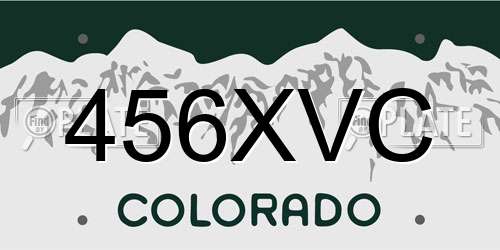 456XVC Colorado License Plate