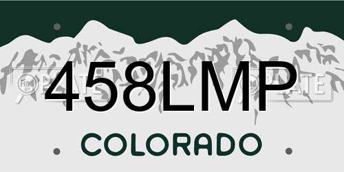 458LMP Colorado License Plate