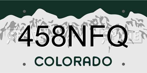 458NFQ Colorado License Plate