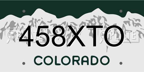 458XTO Colorado License Plate