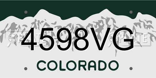 4598VG Colorado License Plate