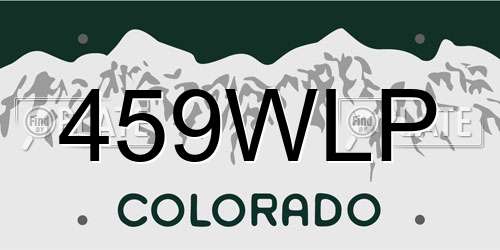 459WLP Colorado License Plate